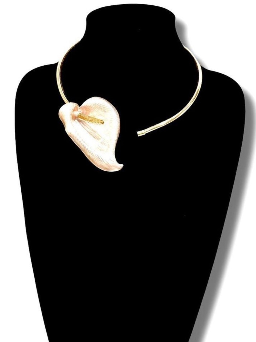 Modern Artisan Two-Tone Flower Statement Collar Necklace NWT | Wearable Art